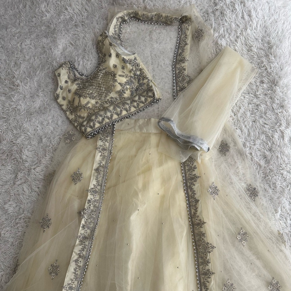Elegant Butter Yellow and Silver Lehenga